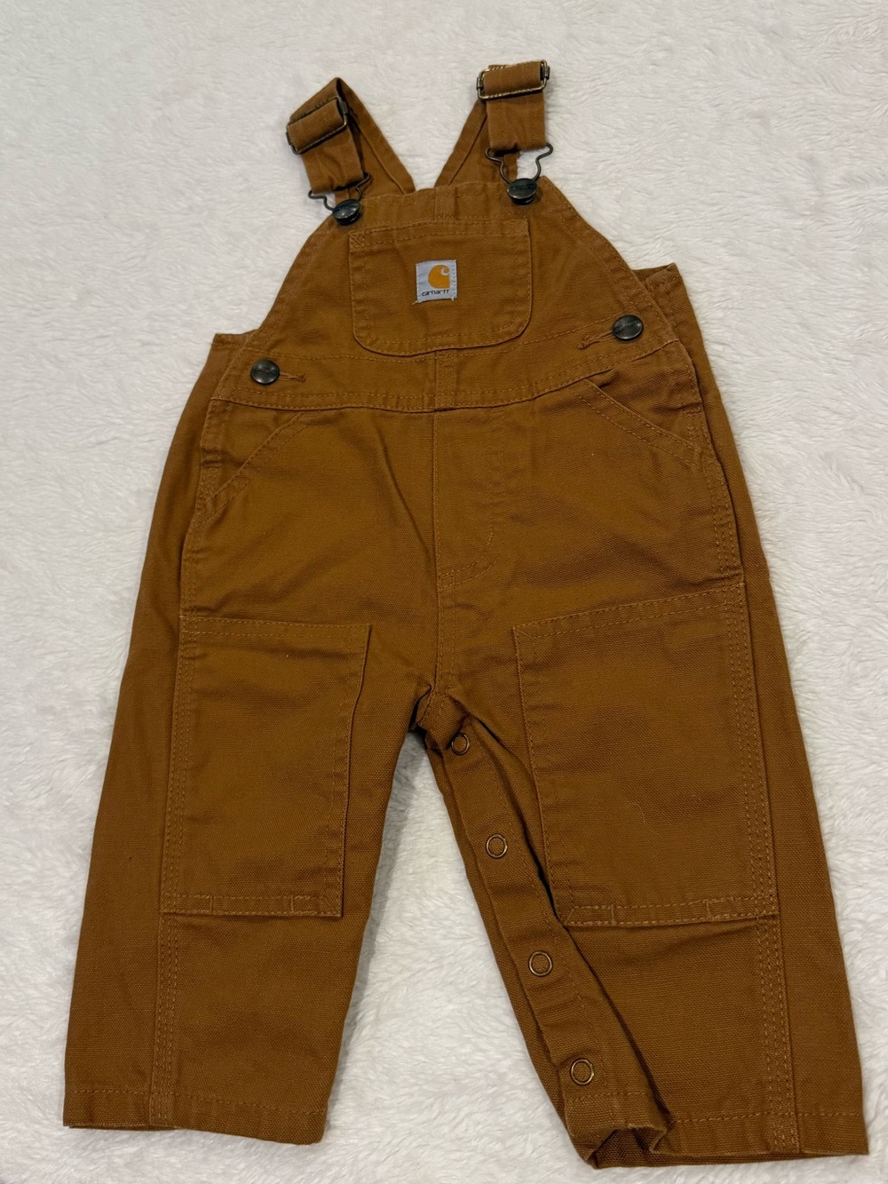 Carhartt Kids Tan/Brown Canvas Overalls with Front Pocket